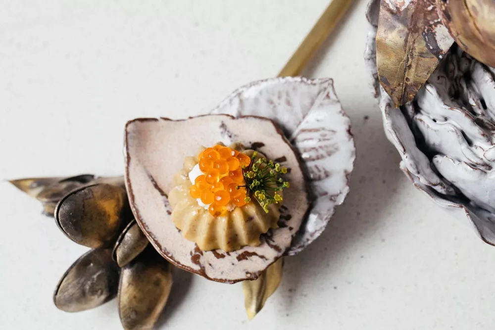oyster with caviar topping